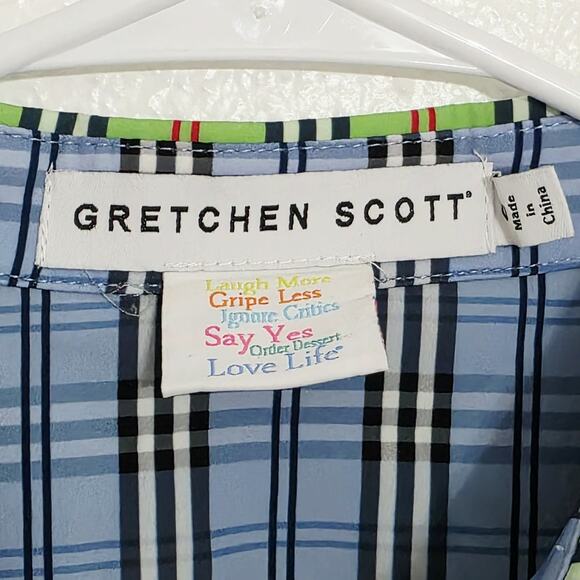 Gretchen Scott Breezy Blouson Sunshine Plaid Green Dress Size Small - Picture 5 of 15
